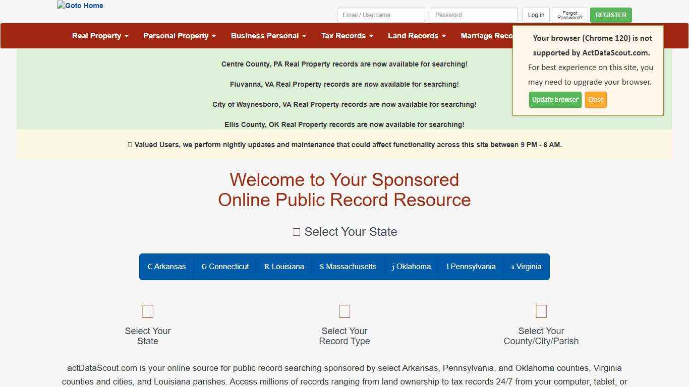 actDataScout - County / Parish Sponsored Public Records