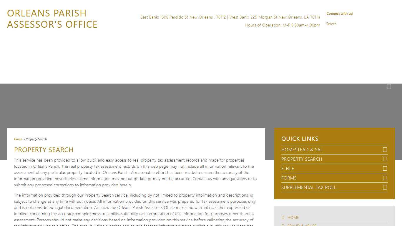 Property Search – Orleans Parish Assessor's Office